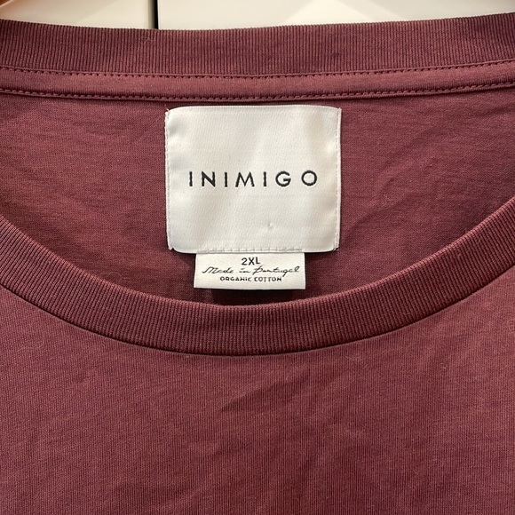 INIMIGO Organic Cotton Burgundy Tee Shirt—Great Style—New With Out Tags—2XL - Picture 2 of 7